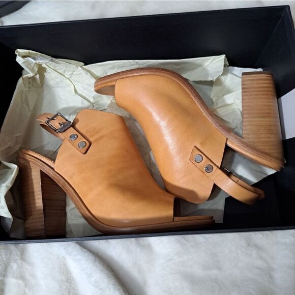 NIB Rag & Bone Wyatt Leather Sling Back Sandals In Sand - Picture 13 of 16